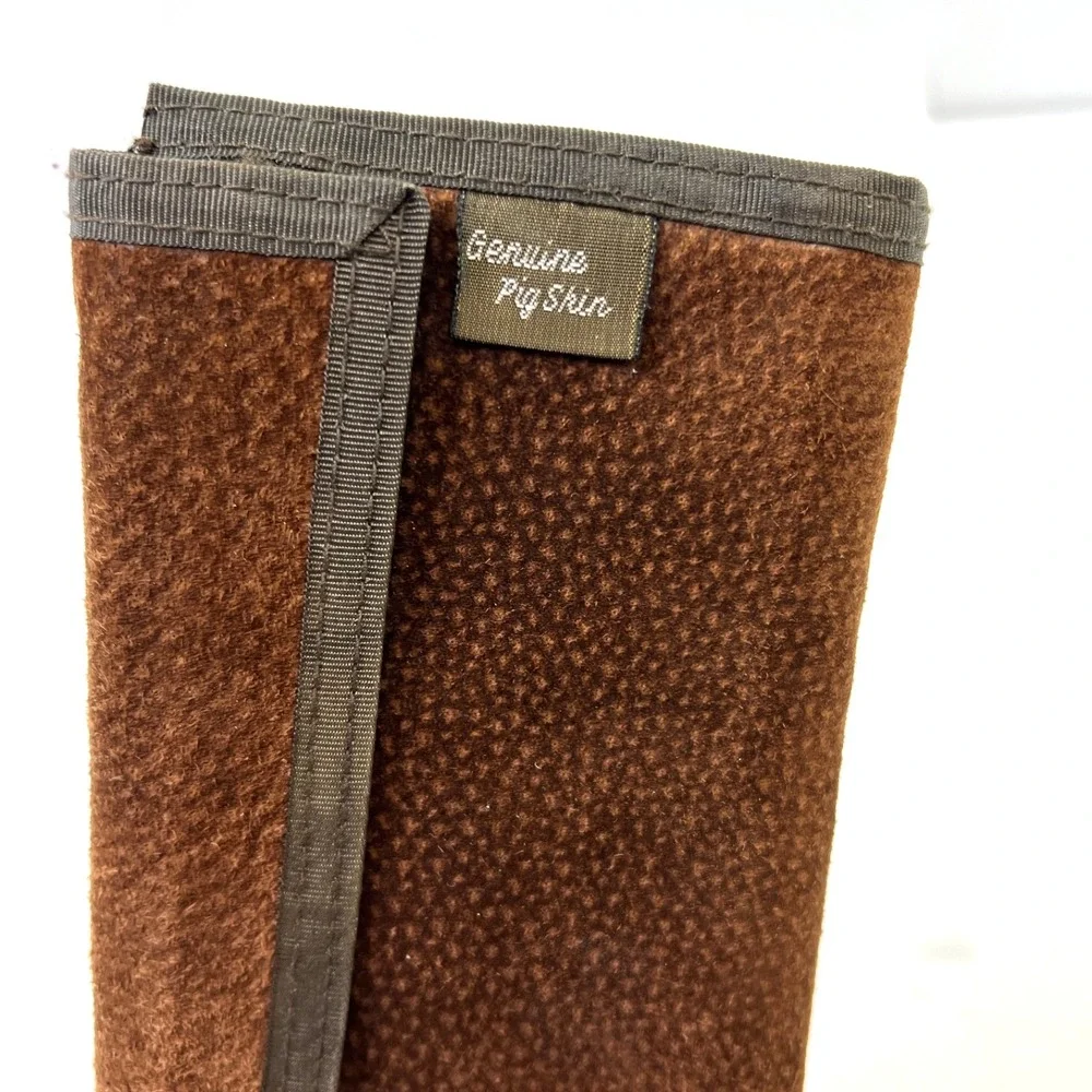 Vintage Pigskin Leather Wallet Made in Taiwan ROC Brown Trifold Card Holder Soft
